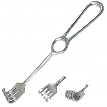 Гачок хірургічний по Kocher, 4 зубці, тупий. Довжина 22 см